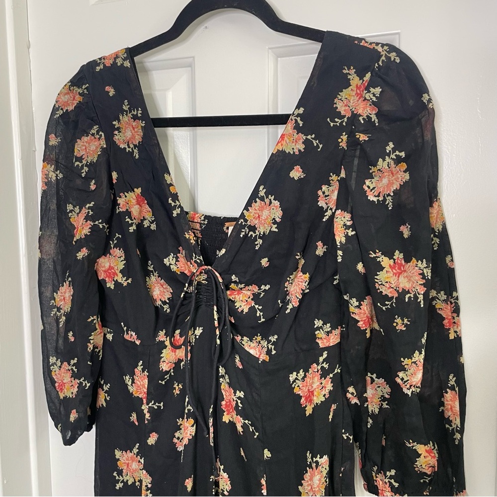 Free People Sea Glass Floral Cottagecore Prairie Bohemian Floral Midi Dress - Picture 3 of 13